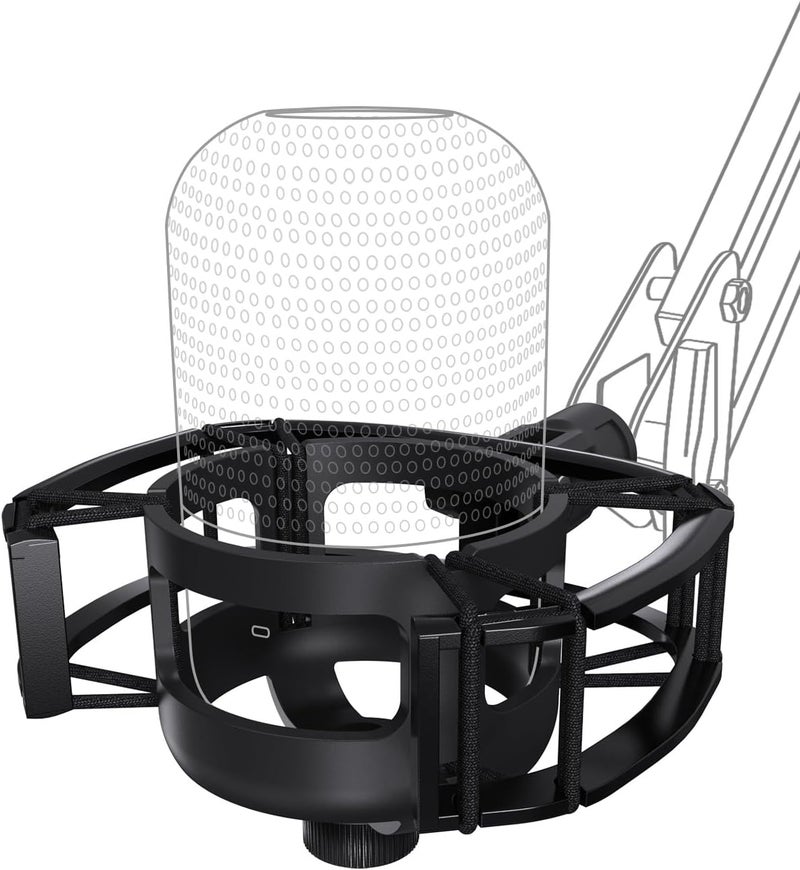 Etour Custom Built for Razer Seiren Shock Mount Anti-Vibration Suspension Elastic Shock Mount Holder Clip Mics Stand with Screw Adapter Compatible with Razer Seiren V3 Mini USB V2 Microphone - Image 2
